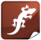 Icon, lizard with red background
